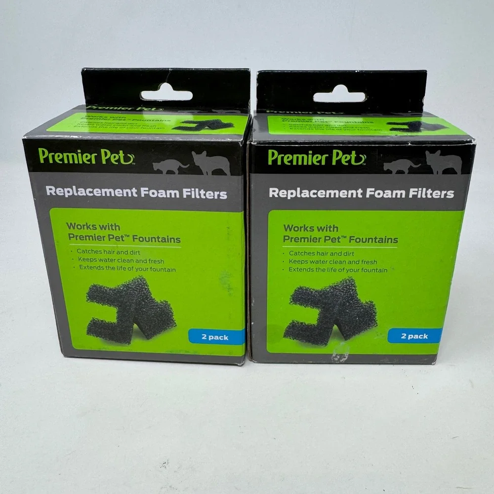 Lot of 2 Premier Pet Replacement Foam Filters for Pet Fountains 2 Pack